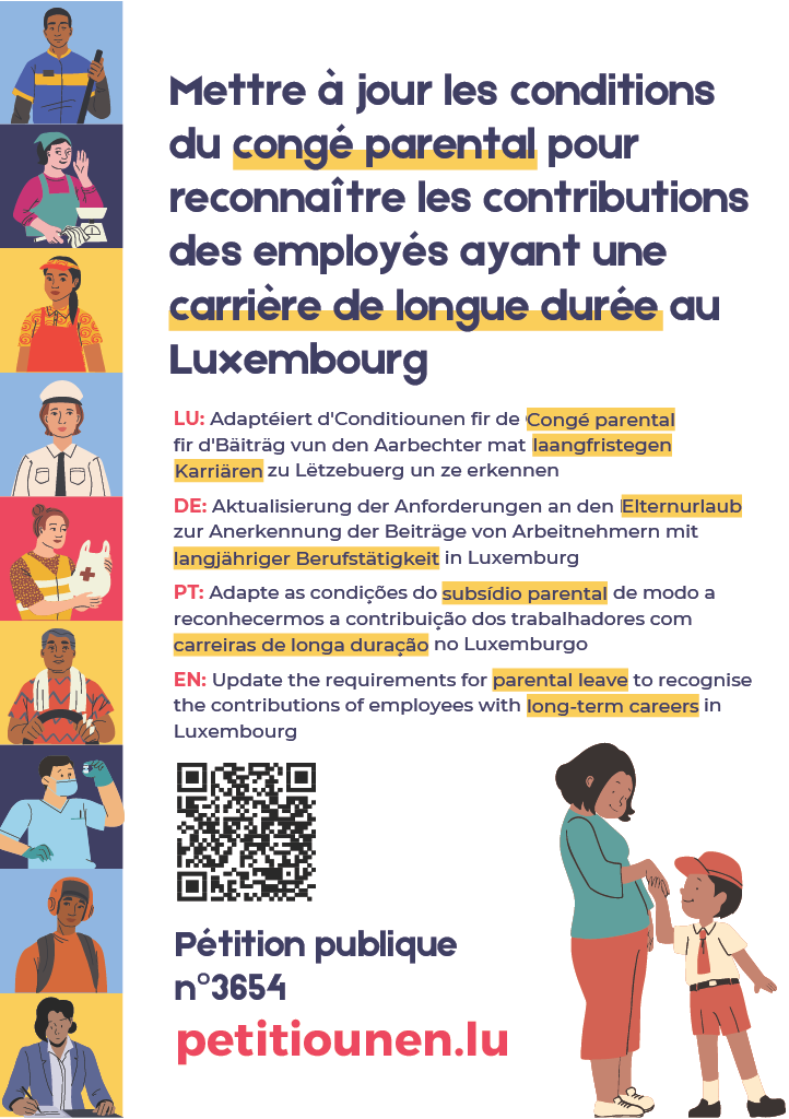 Mettre à jour les conditions du congé parental pour reconnaître les contributions des employés ayant une carrière de longue durée au Luxembourg